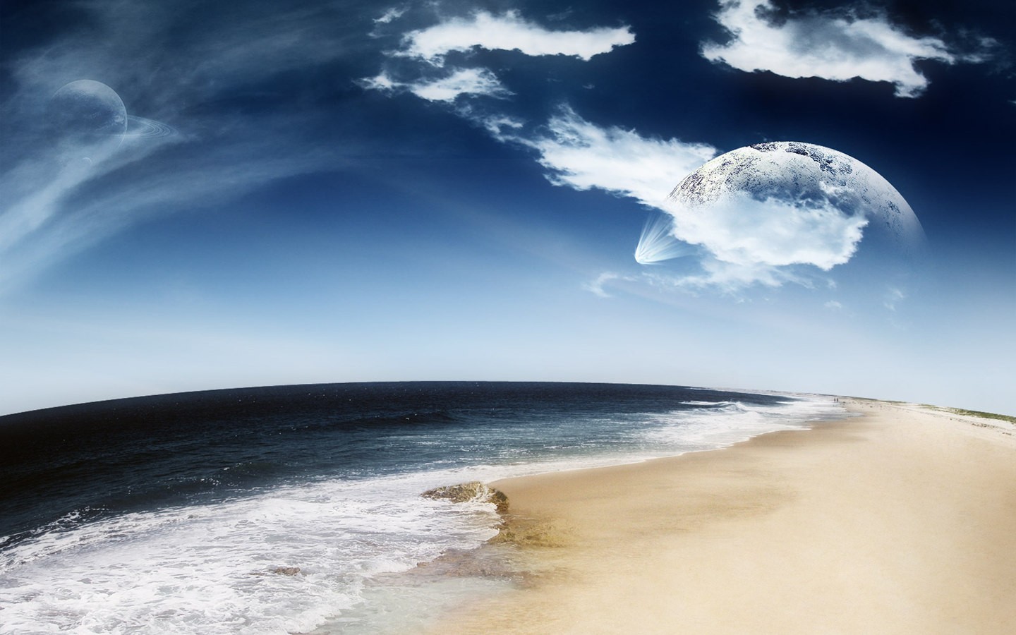 Coast Shoreline Beach Clouds Seafoam Sand Ocean Shore - Dreamy World , HD Wallpaper & Backgrounds