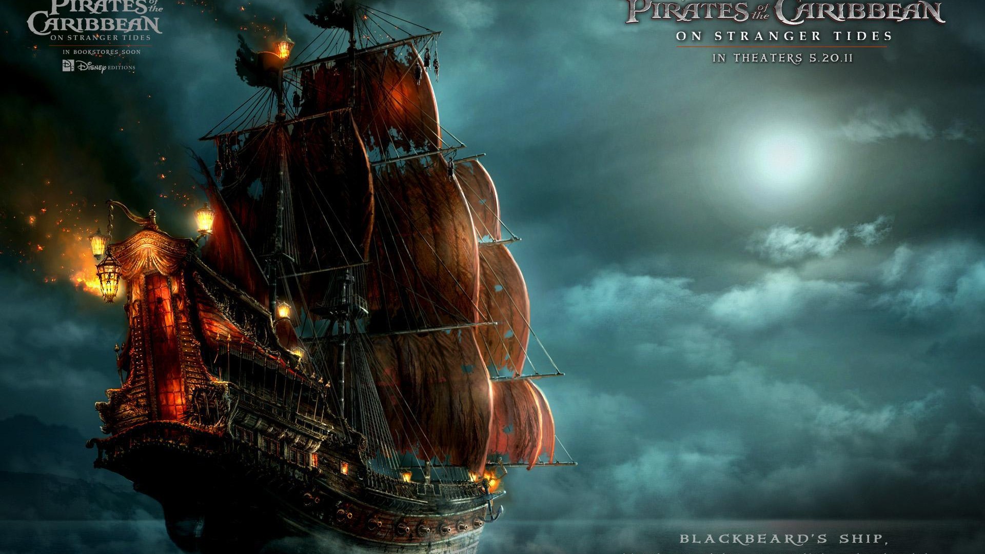 Blackbeard's Ship In Pirates Of The Caribbean - Pirates Of The Caribbean 4 Ship , HD Wallpaper & Backgrounds