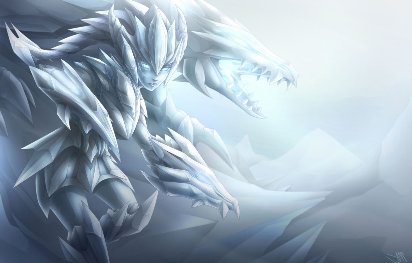 Photo Wallpaper Frost, League Of Legends, Shyvana, - Ise Dragon , HD Wallpaper & Backgrounds