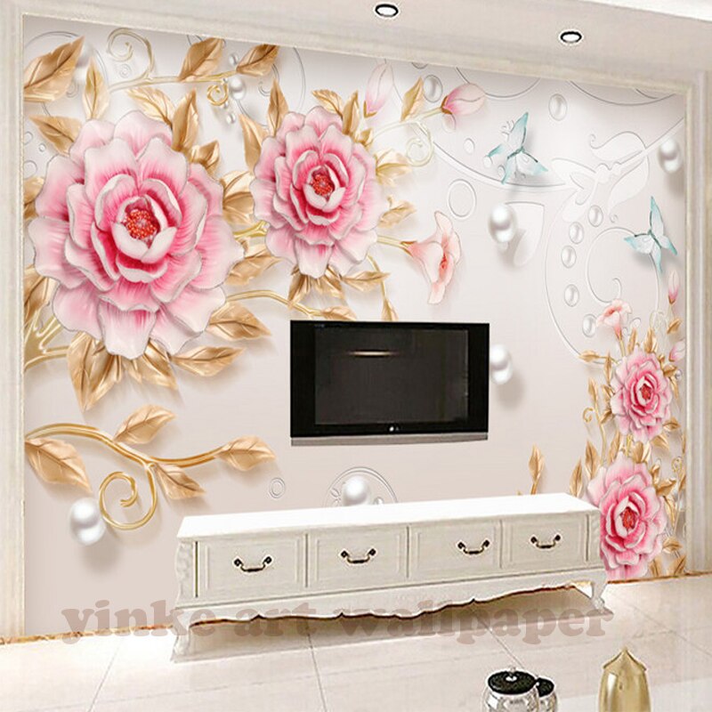 Custom 3d Stereoscopic Mural Wallpaper European Fashion - Wall Painting Flower , HD Wallpaper & Backgrounds