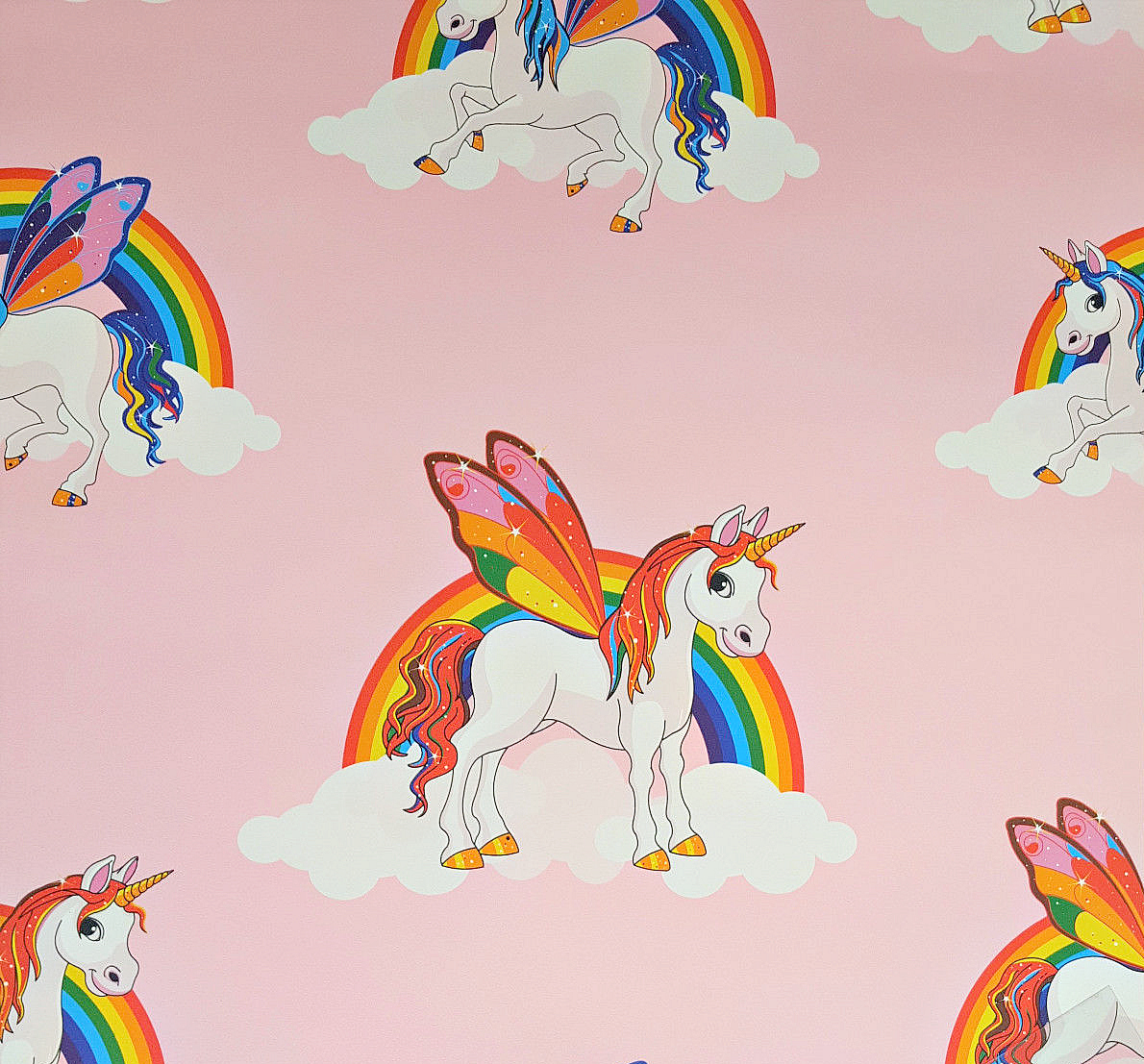 Details About Rainbow Unicorn Wallpaper Girls Pink - Rainbow Unicorn Iphone Wallpaper Unicorn , HD Wallpaper & Backgrounds