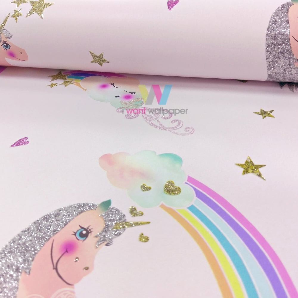 Arthouse Rainbow Unicorn Pattern Childrens Wallpaper - Papier Peint Licorne À Paillette , HD Wallpaper & Backgrounds