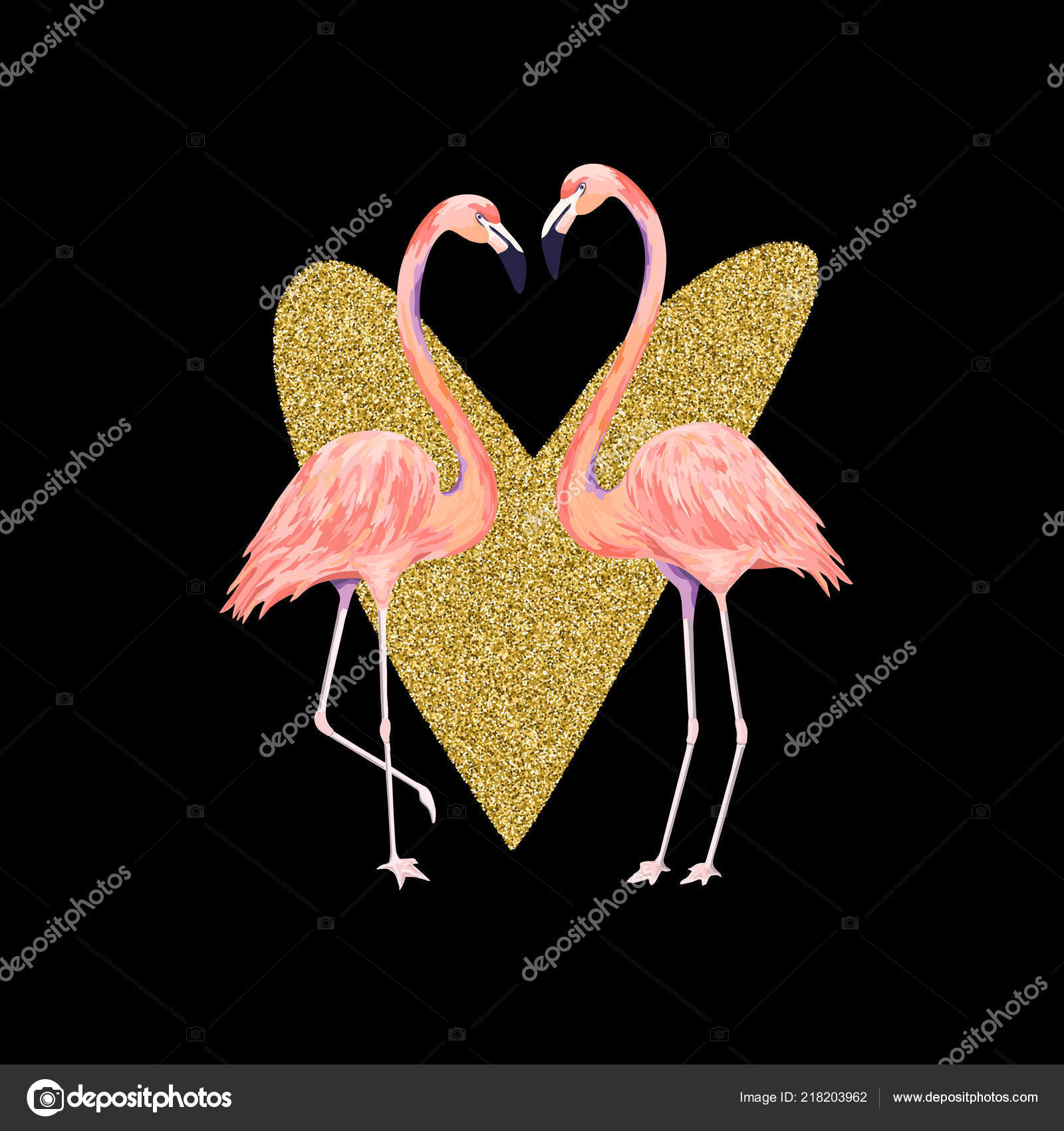 Valentines Card Gold Glitter Heart Bird Flamingo Wallpaper - Signos De Proteccion Reiki , HD Wallpaper & Backgrounds