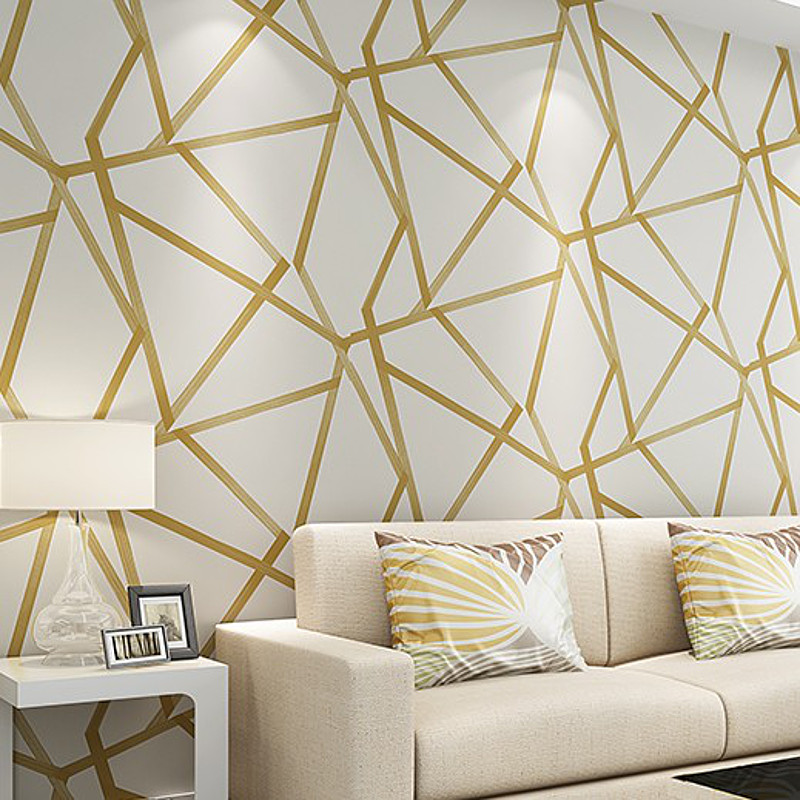 Metallic Geometric Wallpaper For Walls - Geometric Wallpaper Living Room , HD Wallpaper & Backgrounds