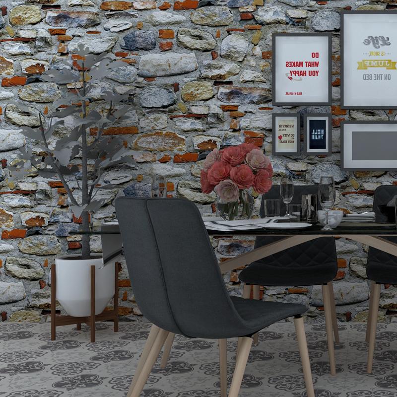 Faux Brick Stone Wallpaper Living Room Wallcovering - Wallpaper , HD Wallpaper & Backgrounds