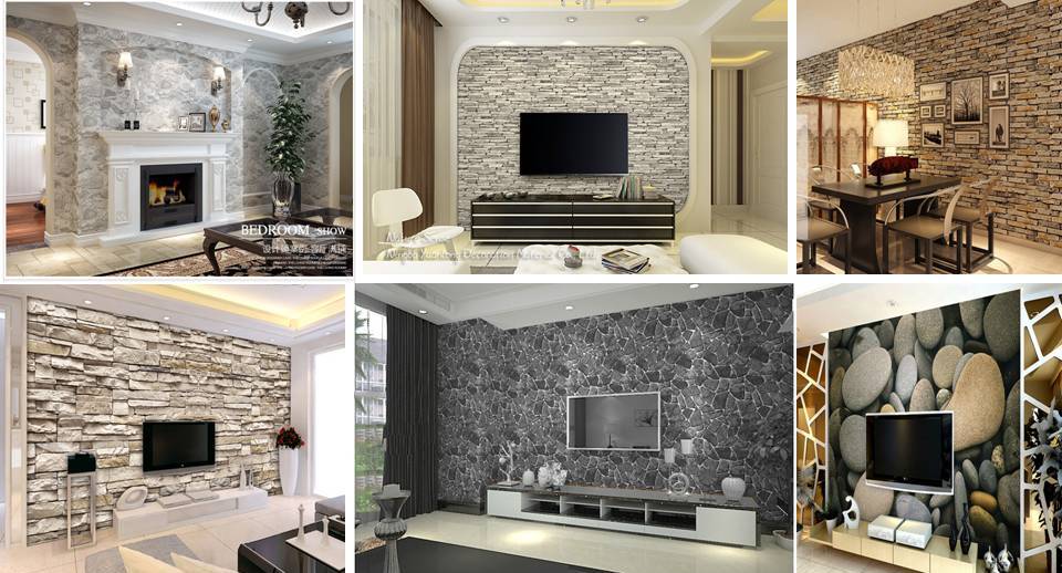 3d Effect Brick Stone Wallpaper For Interior Designs - Living Room , HD Wallpaper & Backgrounds
