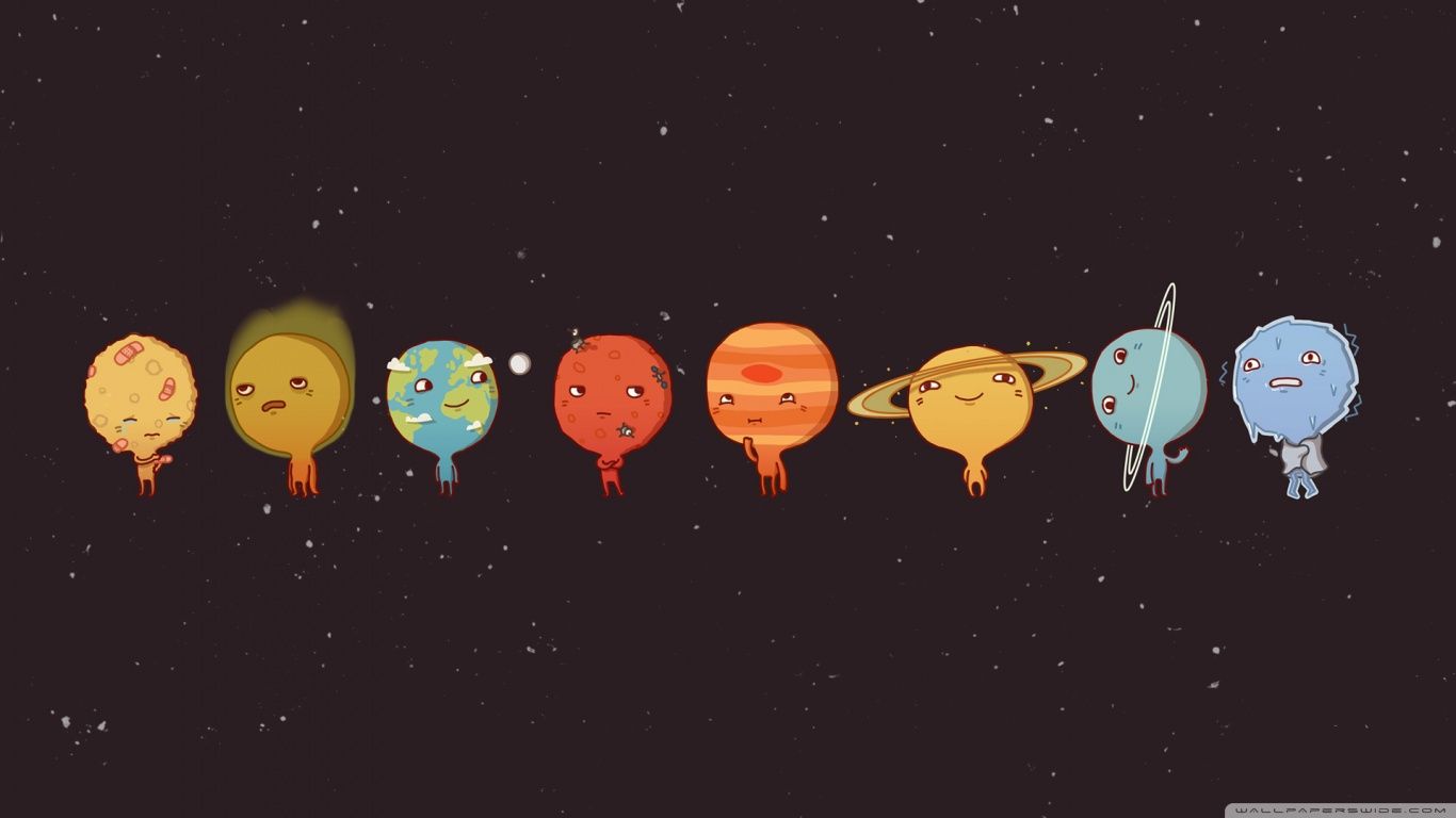 Solar System Planets Funny / Wallpaper - Desktop Wallpaper Space Cute , HD Wallpaper & Backgrounds