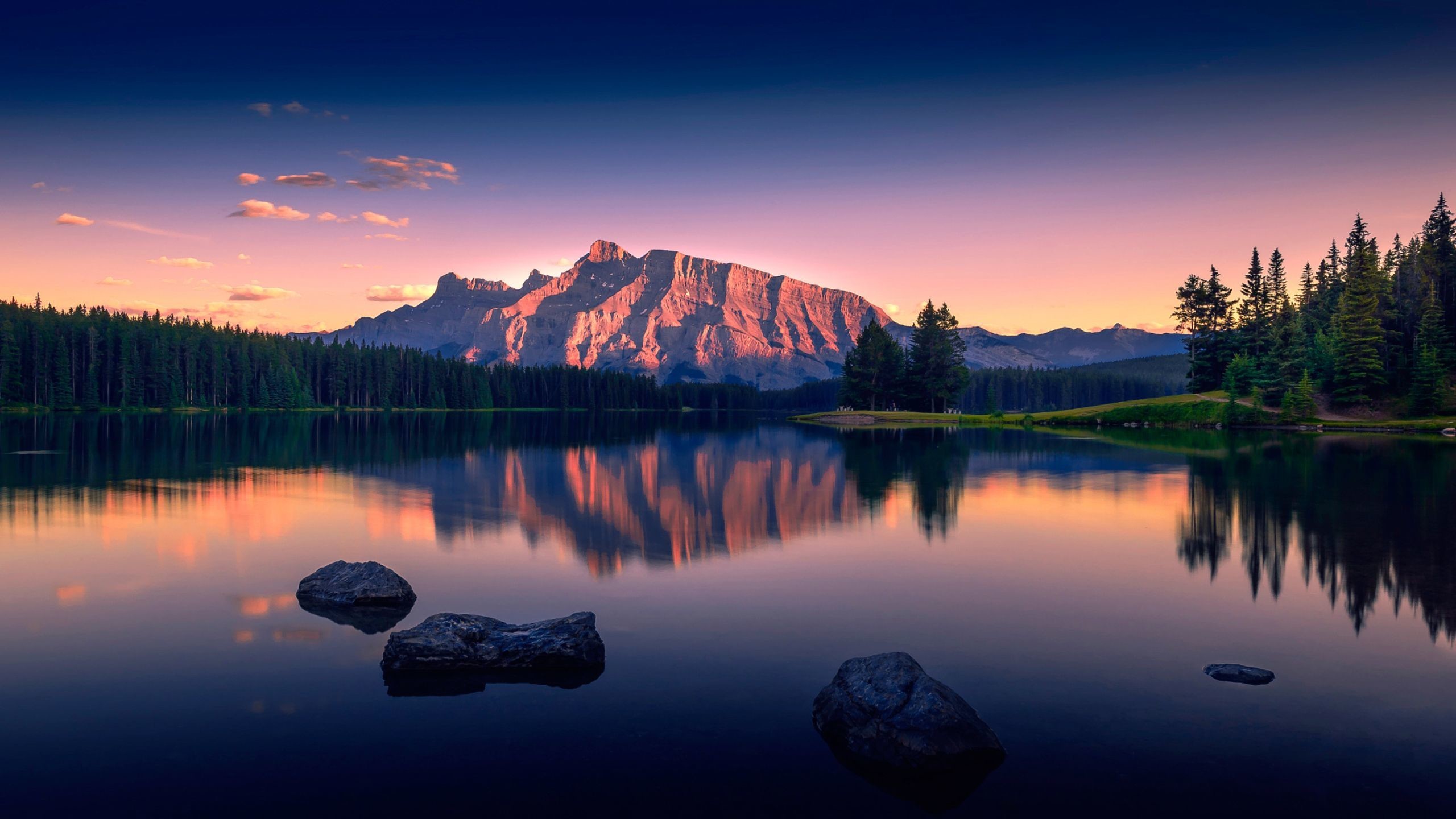 Two Jack Lake Sunset , HD Wallpaper & Backgrounds