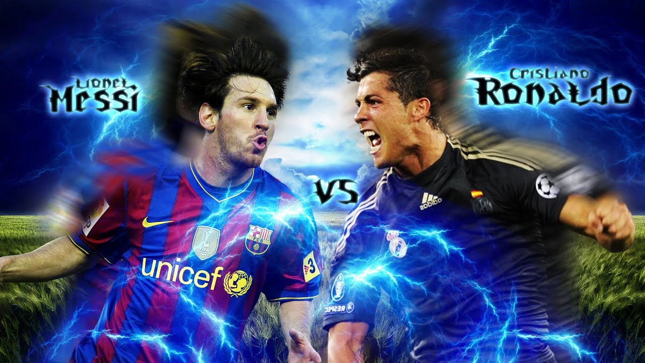 Lionel Messi V/s Cristiano Ronaldo Wallpaper In Adobe® - Messi And Ronaldo Drawing , HD Wallpaper & Backgrounds
