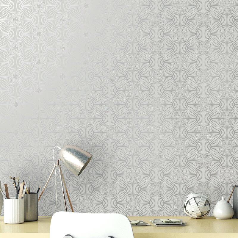 Silver Metallic Wallpaper Homebase Ogesi - Starflower Grey , HD Wallpaper & Backgrounds