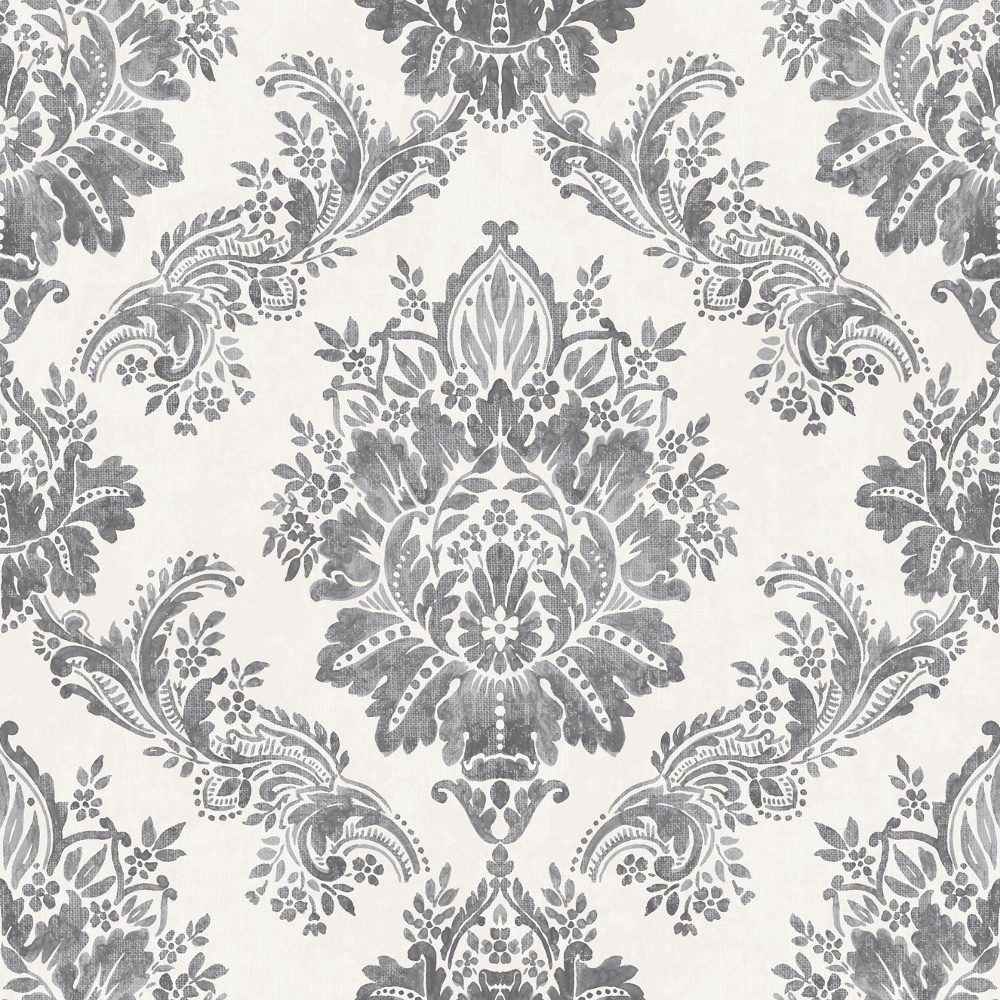 Rasch Bloomsbury Damask Pattern Floral Motif Traditional - Barock Tapete Grau Weiß , HD Wallpaper & Backgrounds