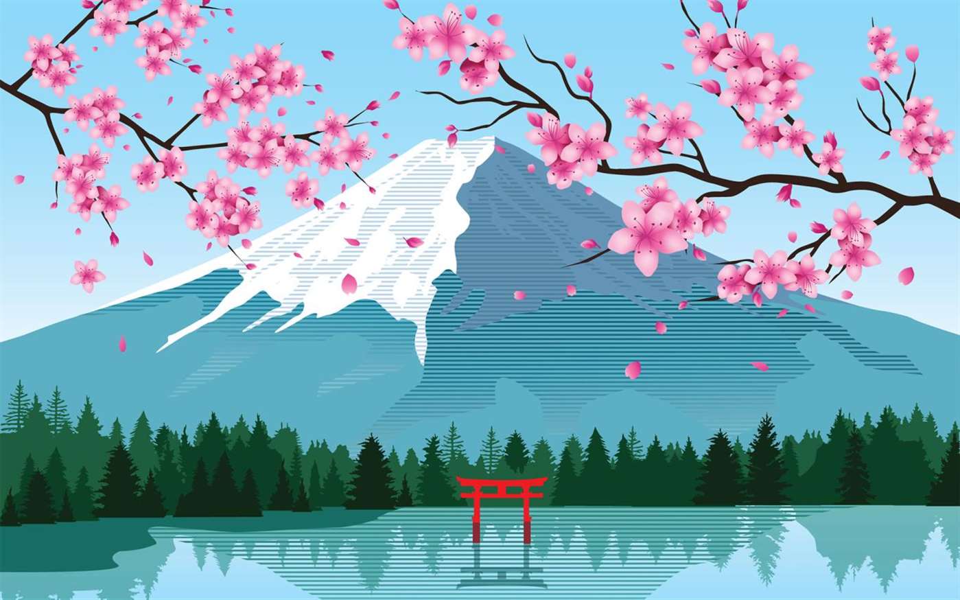 Renderings Of Cherry Blossoms, Butterflies, And Flowers - Springtime Art , HD Wallpaper & Backgrounds