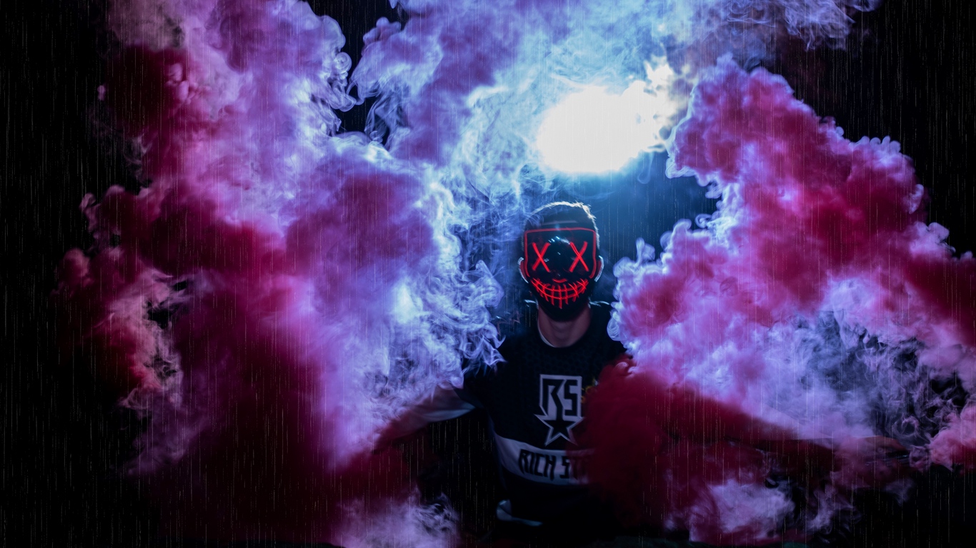 Wallpaper Man, Mask, Colored Smoke, Anonymous - Wallpaper , HD Wallpaper & Backgrounds