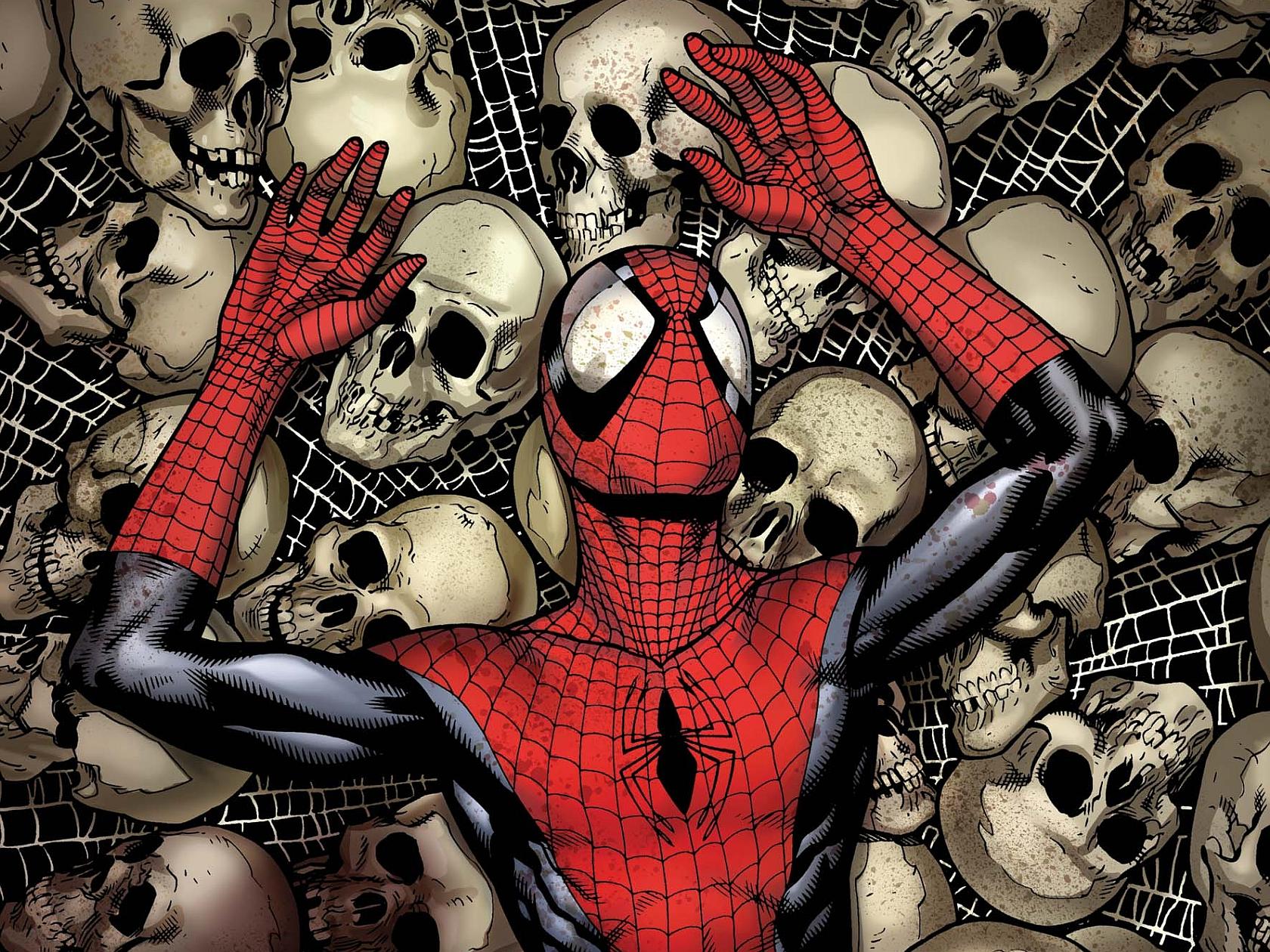 Spiderman Comics Spider-man Superhero With Skulls 4k - Hd Wallpaper For Mobile Marvel , HD Wallpaper & Backgrounds