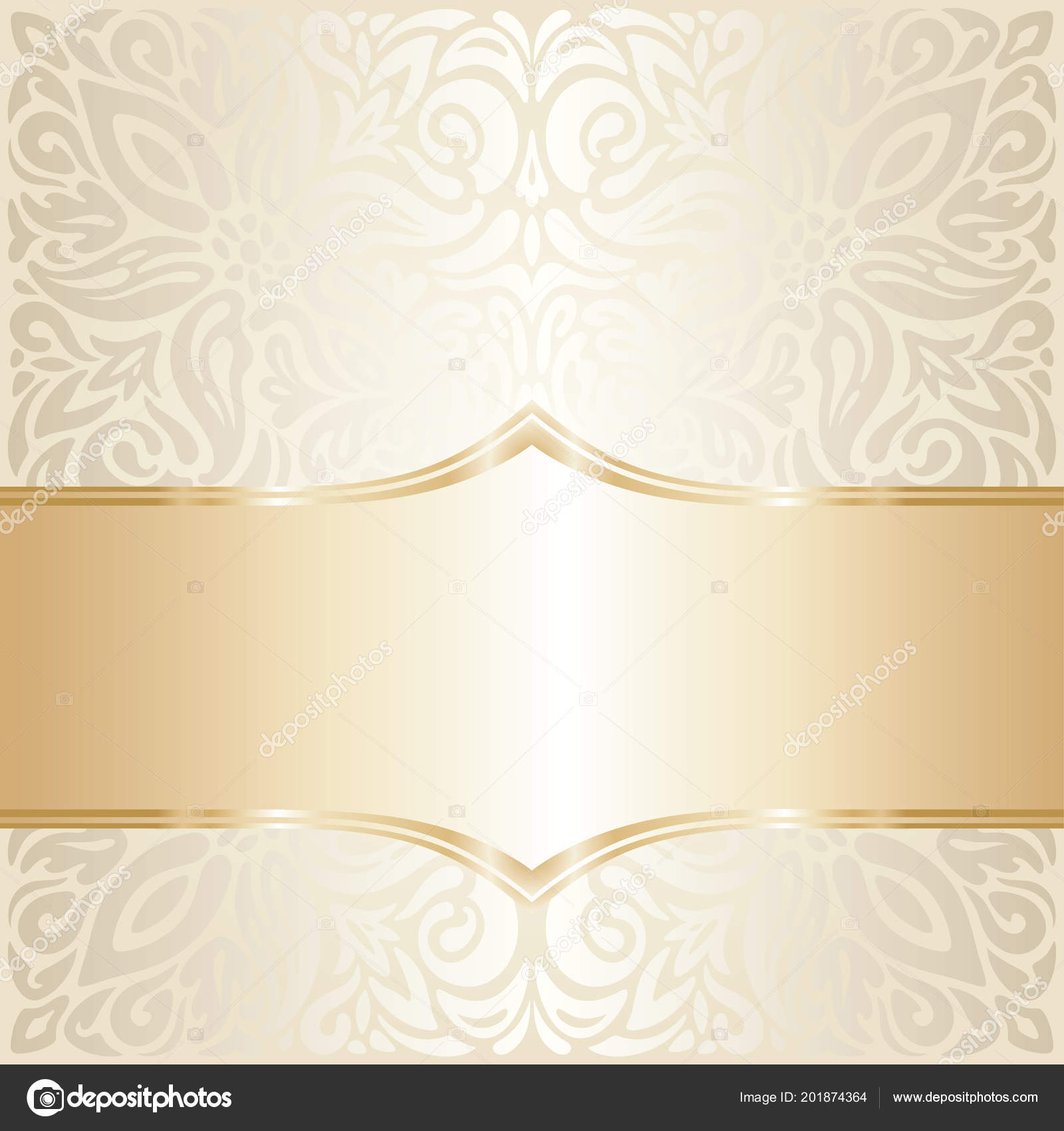 Floral Wedding Invitation Wallpaper Trend Design Ecru - Gold Blank Wedding Invitation , HD Wallpaper & Backgrounds