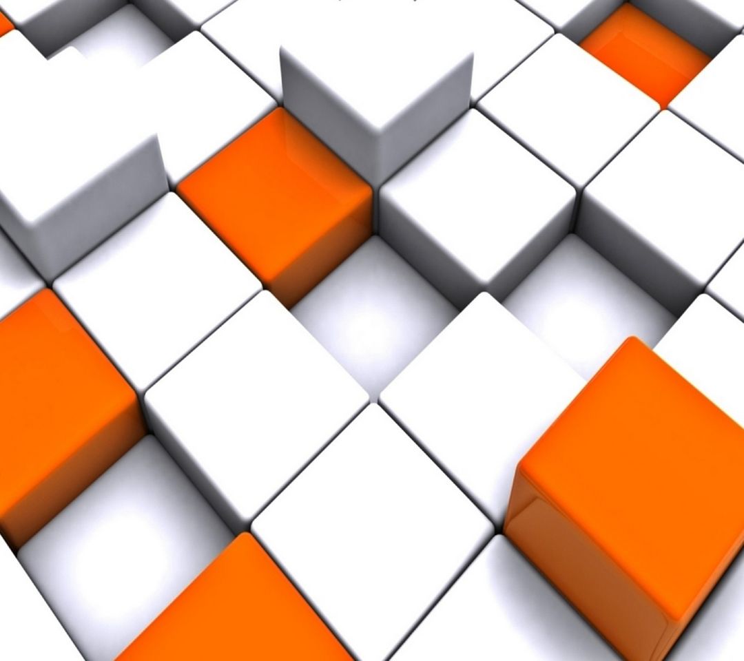 3d Cube Design - Orange And White 3d Background , HD Wallpaper & Backgrounds