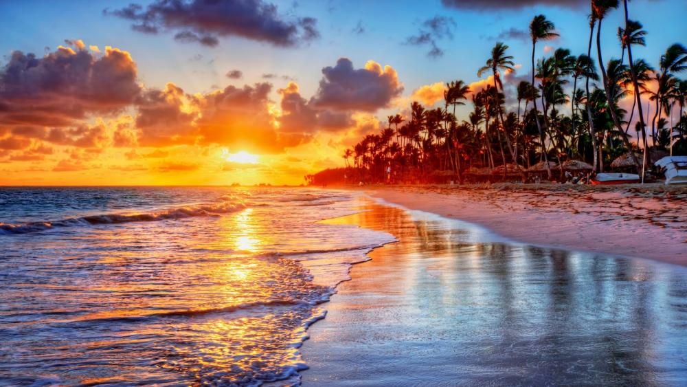 Brilliant Ocean Neach Sunrise Wallpaper - Grand Cayman Sunset , HD Wallpaper & Backgrounds