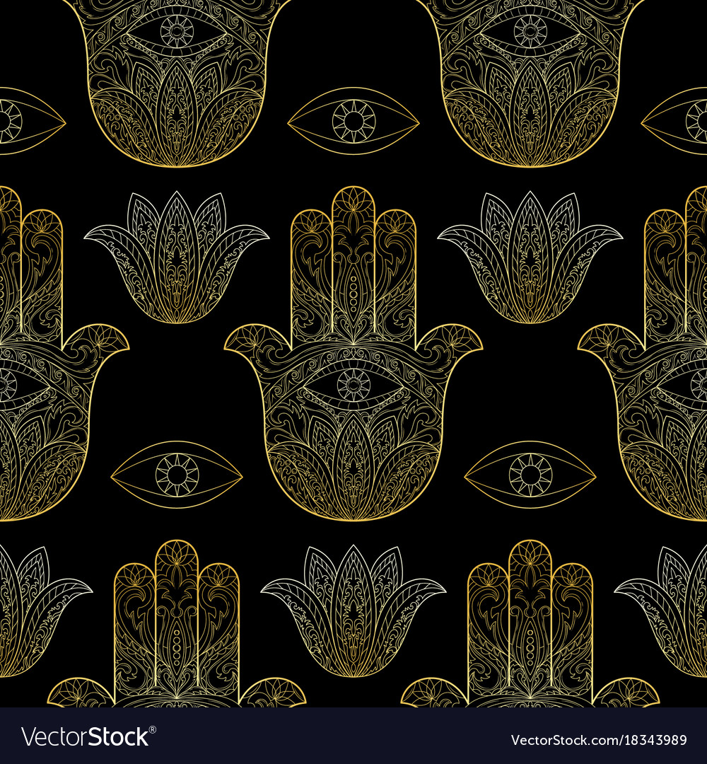 Hand Of Fatima Seamless Pattern Vector Image - Motif , HD Wallpaper & Backgrounds