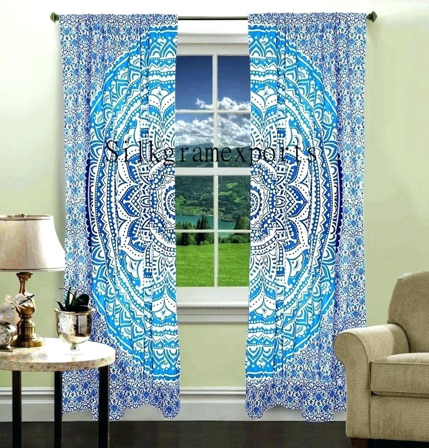 Hamsa Wall Hanging Curtains Ethnic Mandala Jewish Wallpaper - Tie Dye Blue Curtains , HD Wallpaper & Backgrounds