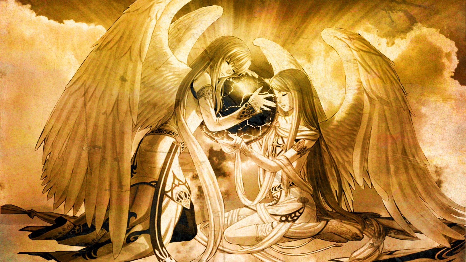 Dark Anime Angel Wallpaper - Anime Cute Fallen Angels , HD Wallpaper & Backgrounds