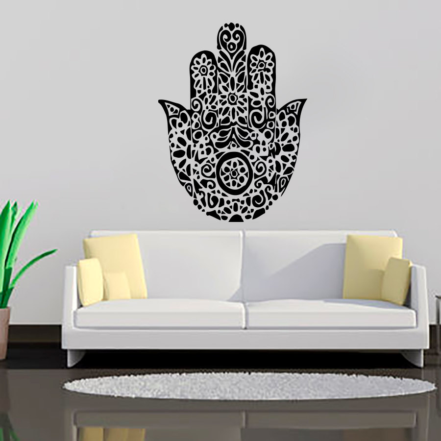 Black Printed Hamsa Hand Wall Decals Art Vinyl Transfer - Wall Decal , HD Wallpaper & Backgrounds