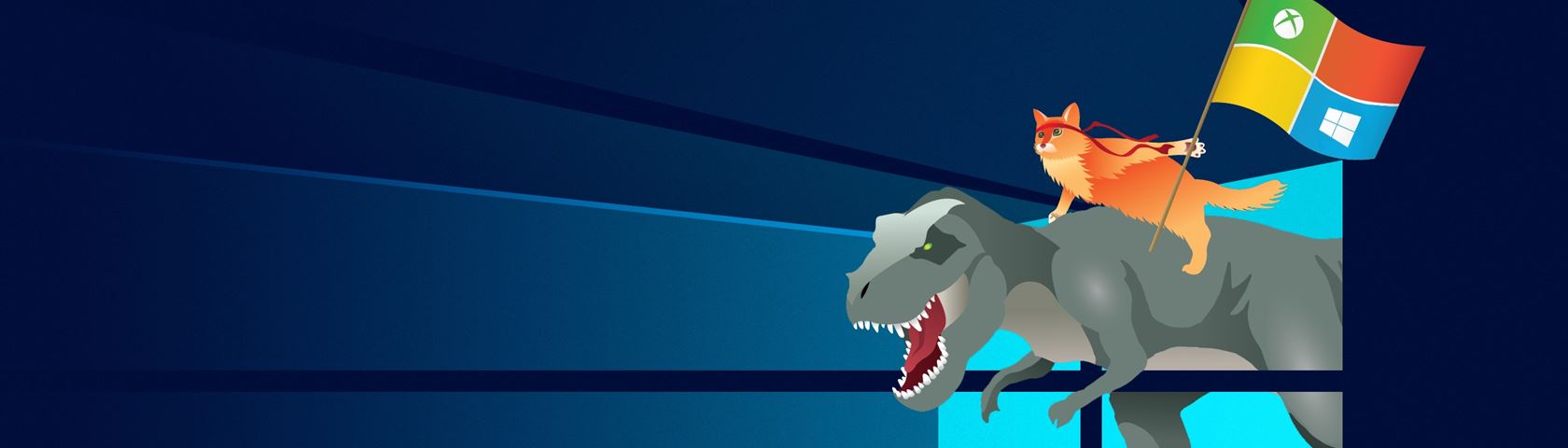 Windows 10 T-rex And Ninja Cat , HD Wallpaper & Backgrounds