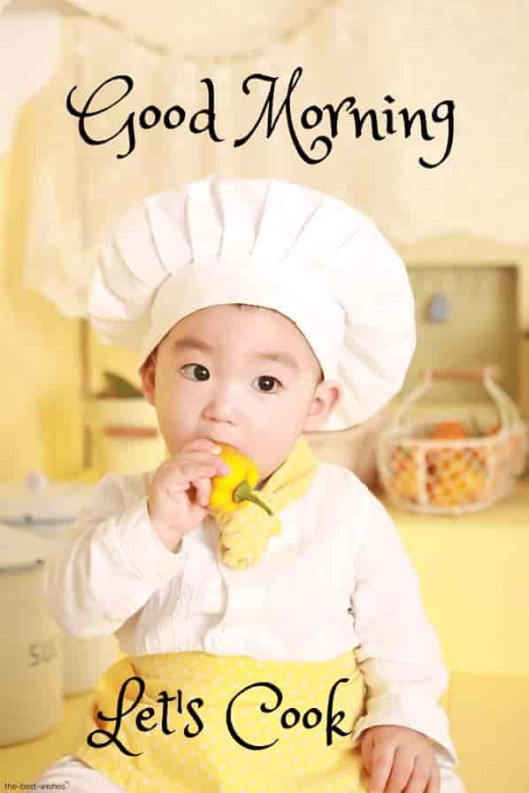 Good Morning With A Cooking Baby Kitchen Chef Eat - Good Morning Chef Quotes , HD Wallpaper & Backgrounds