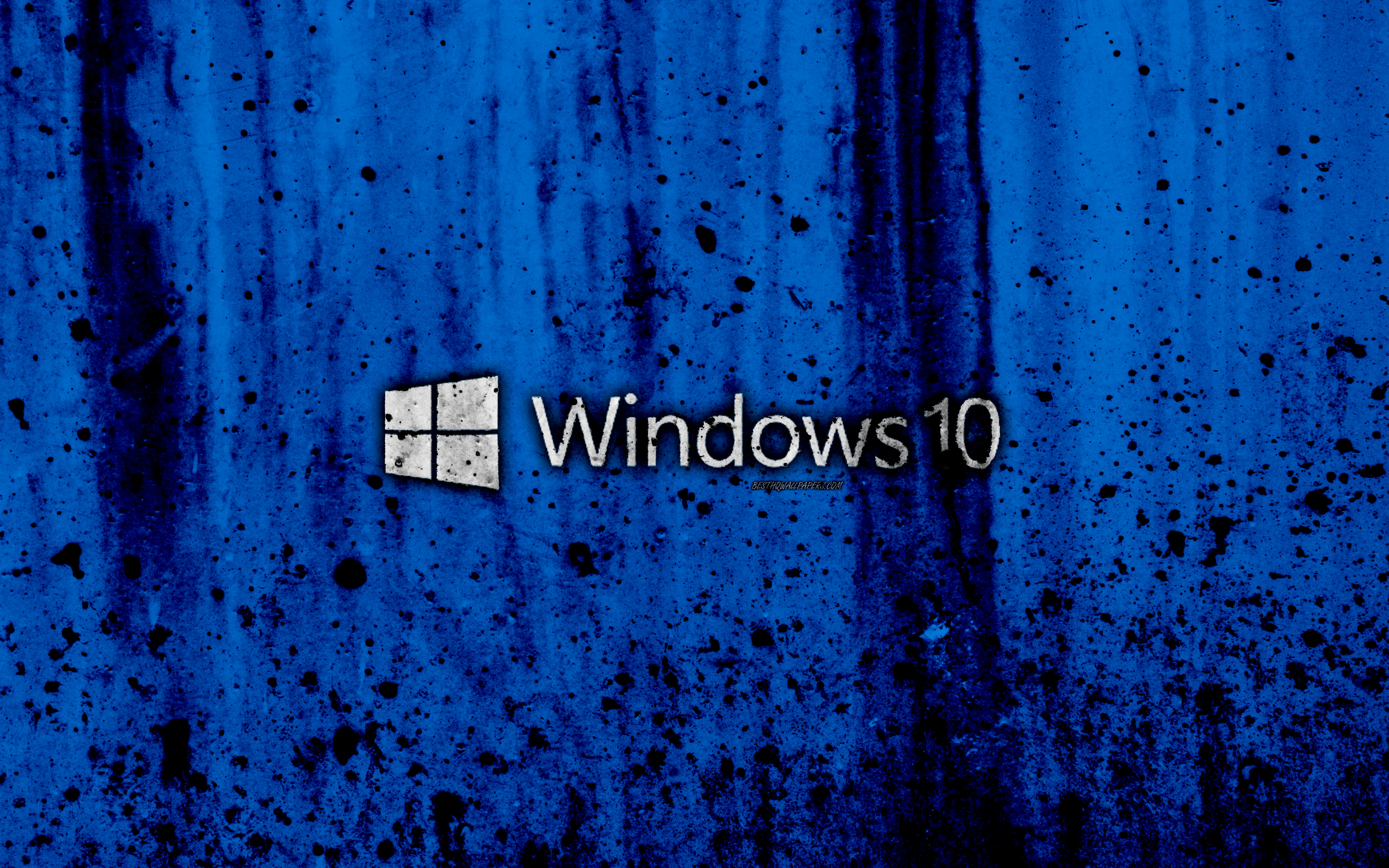 Windows 10, 4k, Creative, Logo, Grunge, Blue Background, , HD Wallpaper & Backgrounds