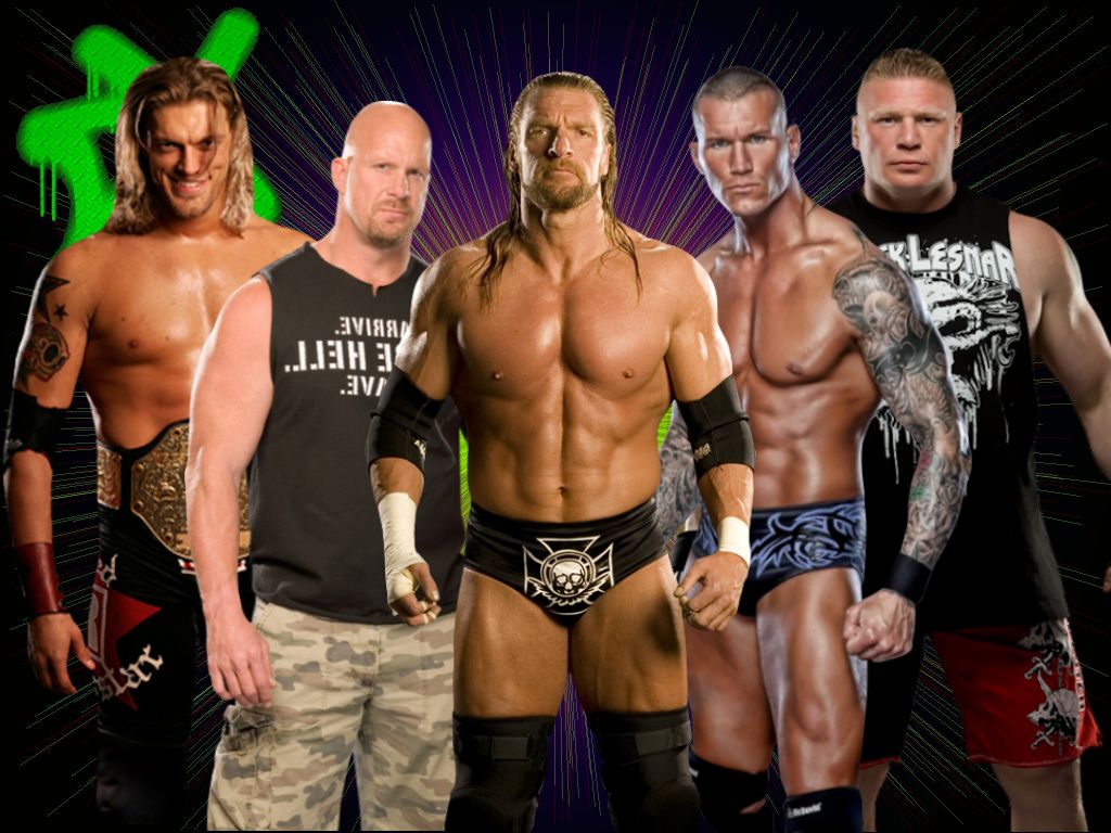 Edge, Stone Cold, Triple H,randy Orton And Brock Lesnar - Wrestler , HD Wallpaper & Backgrounds