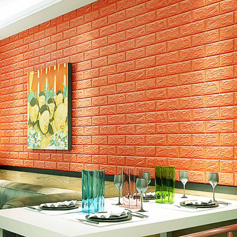 Pe Foam 3d Wall Stickers Safty Home Decor Wallpaper - Living Room Orange , HD Wallpaper & Backgrounds