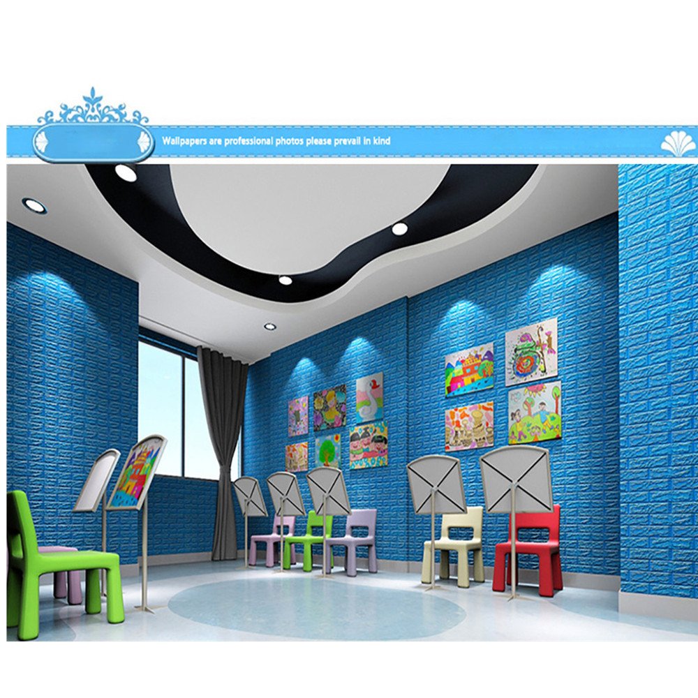 Makaor 3d Foam Brick Wallpaper Blue Brick Wall Sticker - 3d Brick Foam Wallpaper Blue , HD Wallpaper & Backgrounds
