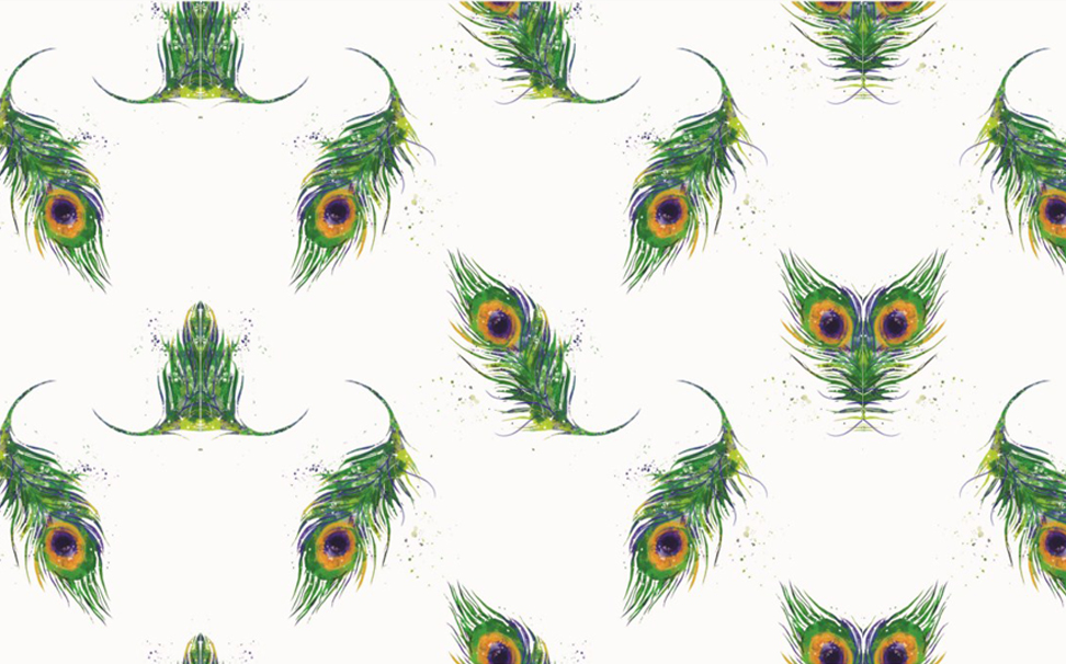 Seamless Peacock Feathers Design - Fish , HD Wallpaper & Backgrounds