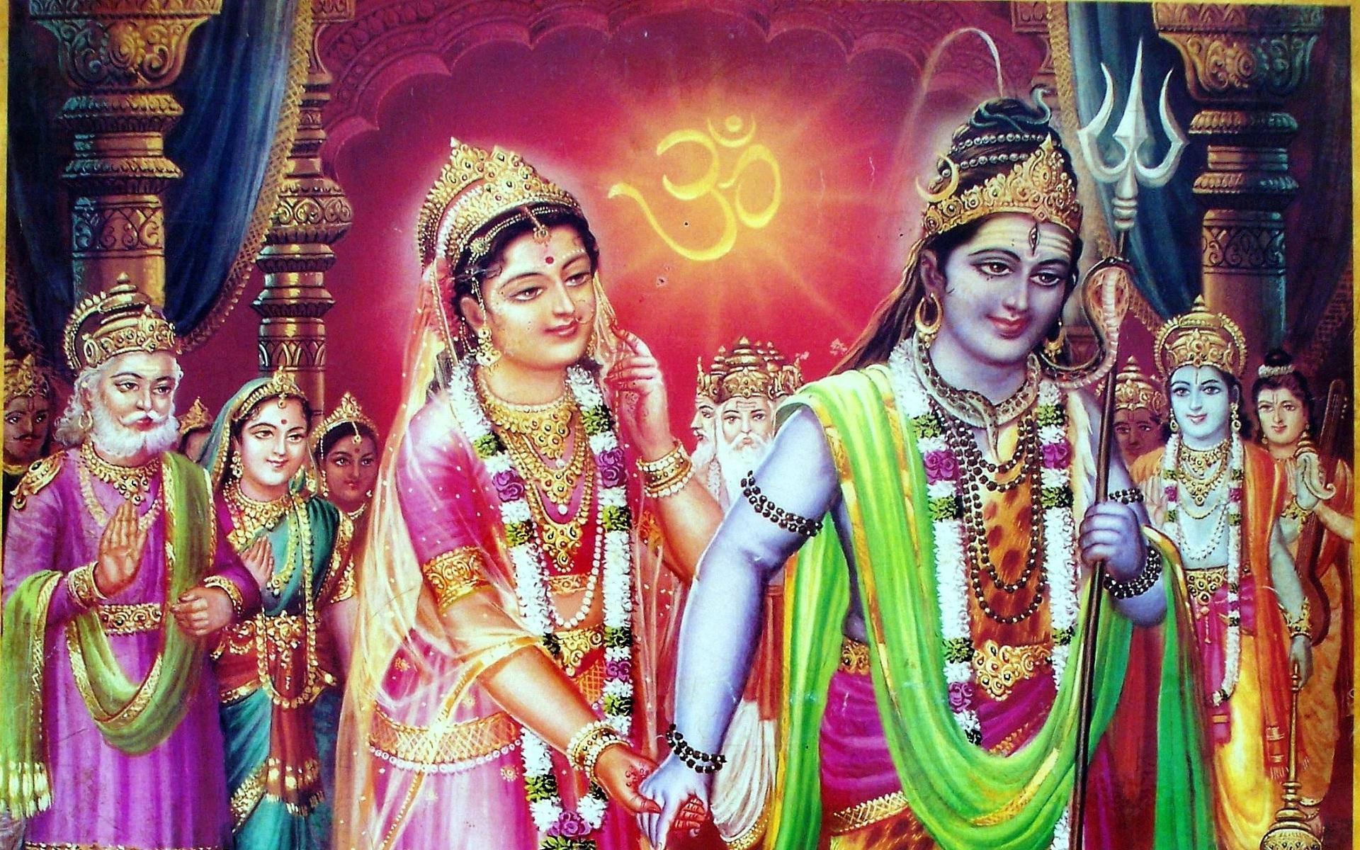 Vivah Hd Wallpaper - Lord Shiva Parvati Marriage , HD Wallpaper & Backgrounds