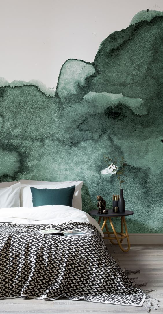 This Watercolor Wallpaper Design Captures Layer Upon - Green Abstract Watercolor Wall Mural , HD Wallpaper & Backgrounds
