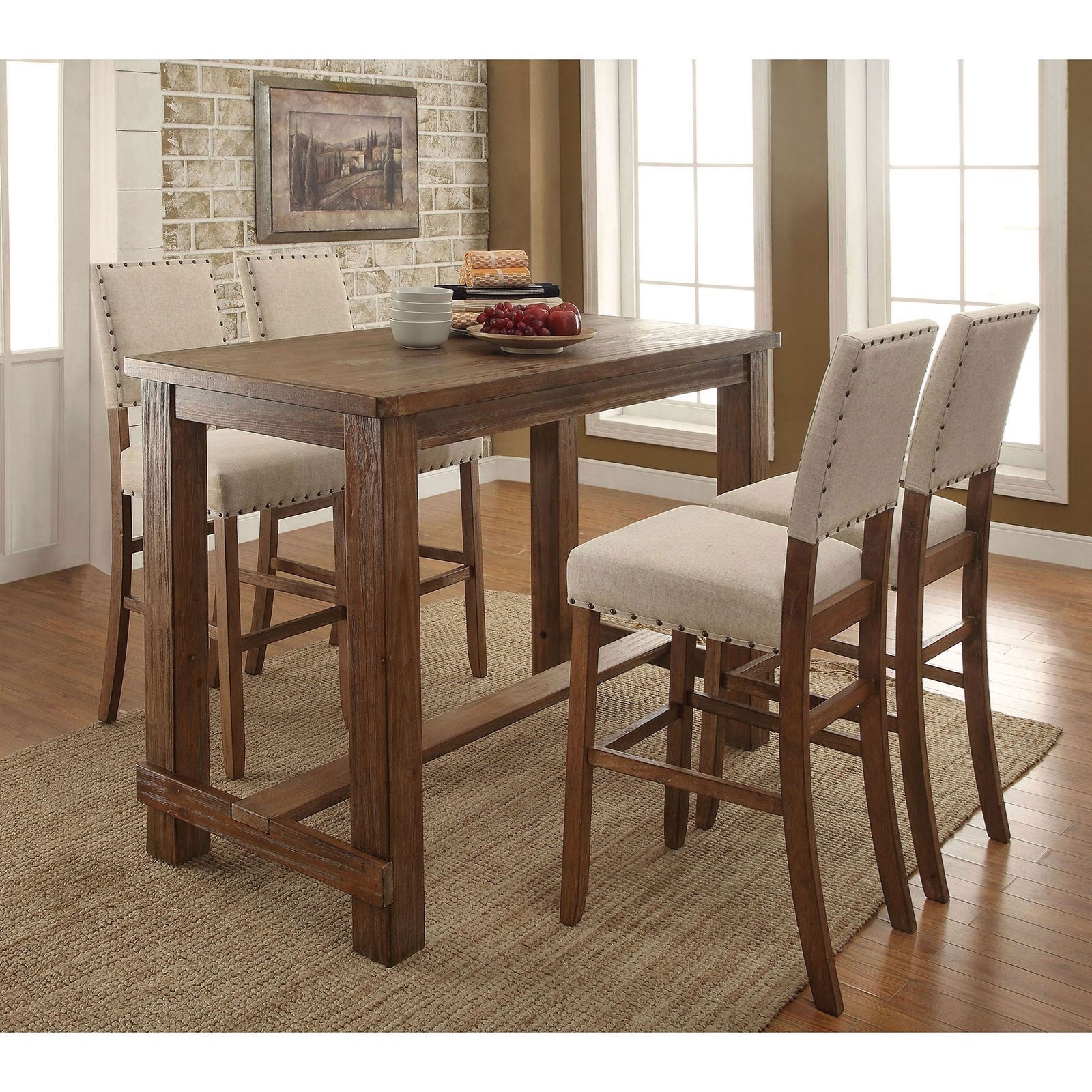 Furniture Of America Sania5 Piece Bar Height Dining - Bar Dining Table Set , HD Wallpaper & Backgrounds