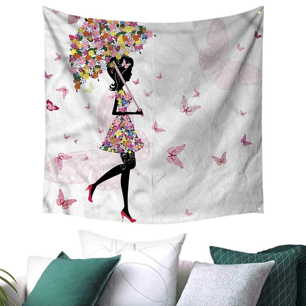 Luckyee Girls Wall Hanging Tapestry Floral Umbrella - Papel De Parede Para Celular Mulheres Borboletas , HD Wallpaper & Backgrounds