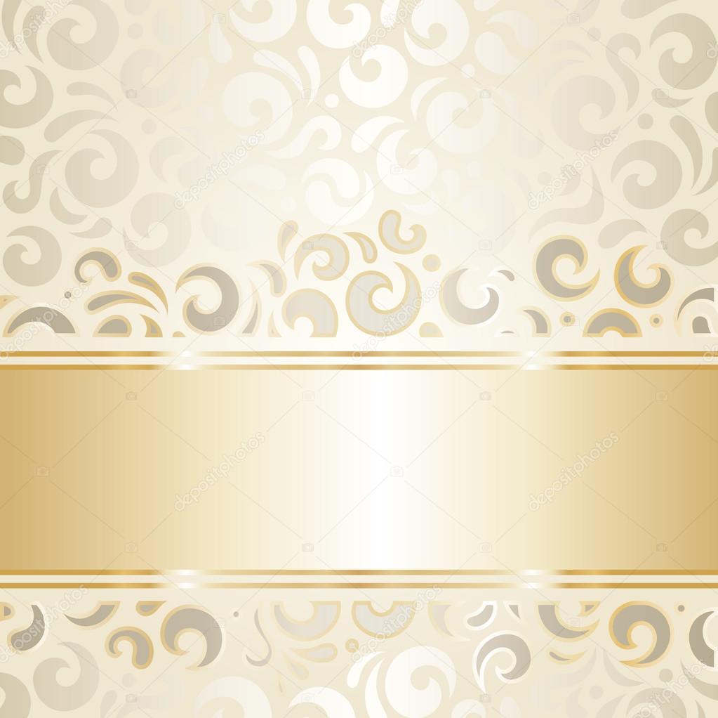 Retro Bruiloft Wallpaper Ontwerp Ecru & Goud Stockvector - Wedding ...