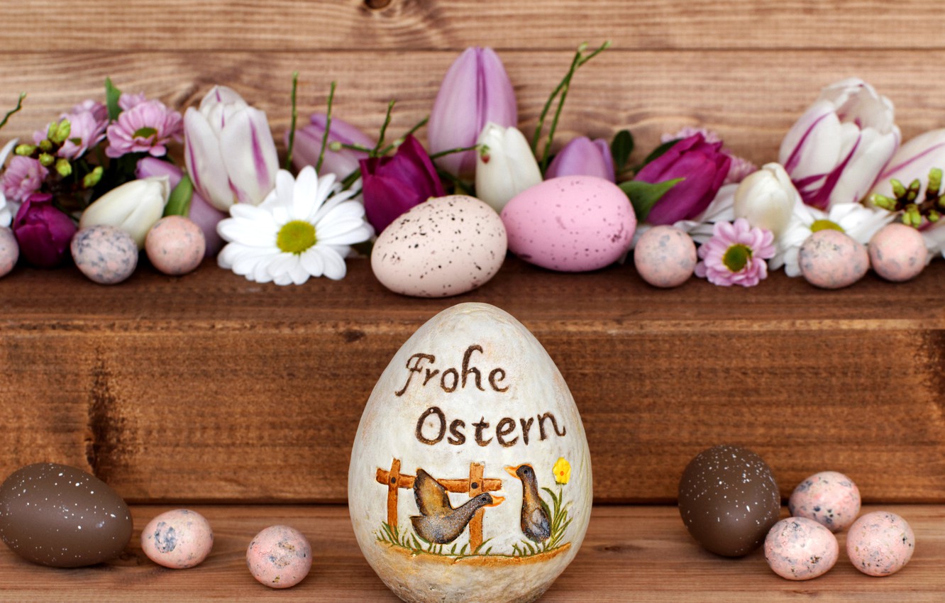 Photo Wallpaper Flowers, Holiday, Board, Eggs, Easter, - Wir Sind Im Osterurlaub , HD Wallpaper & Backgrounds