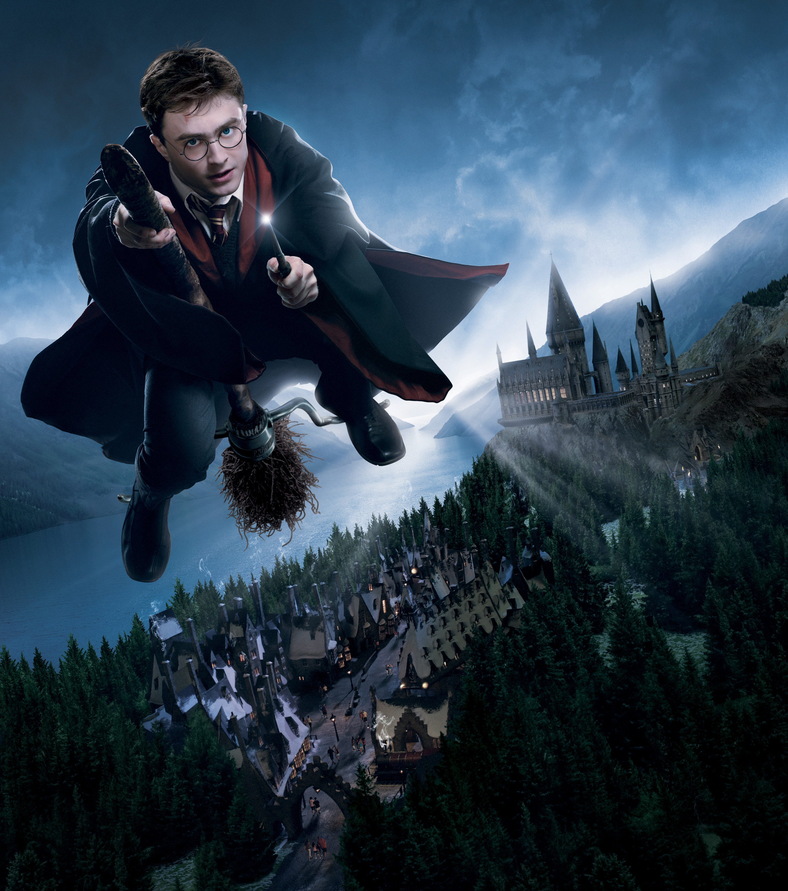 Harry Potter Flying Wallpaper - Harry Potter Flying On A Broomstick , HD Wallpaper & Backgrounds