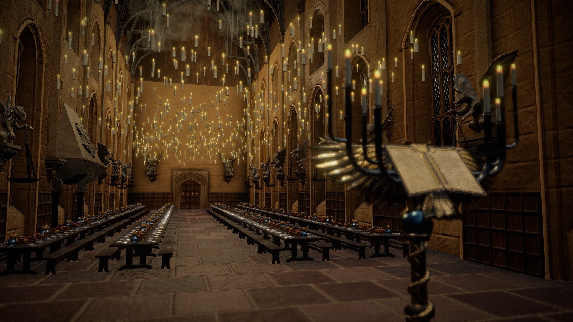 Hogwarts Great Hall - Great Hall Hogwarts 3d , HD Wallpaper & Backgrounds