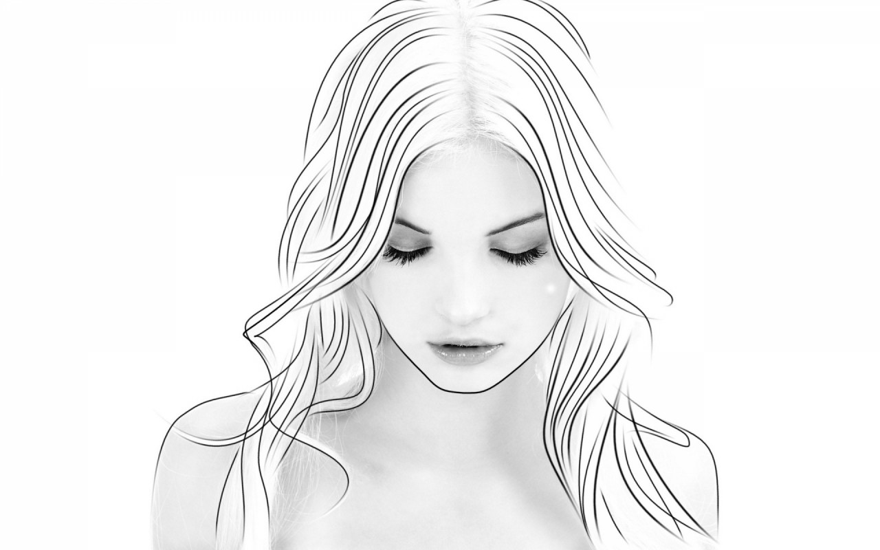 Woman Light Hair Ease Of Mind Wallpapers And Stock - Girl Eyes Closed Drawing , HD Wallpaper & Backgrounds