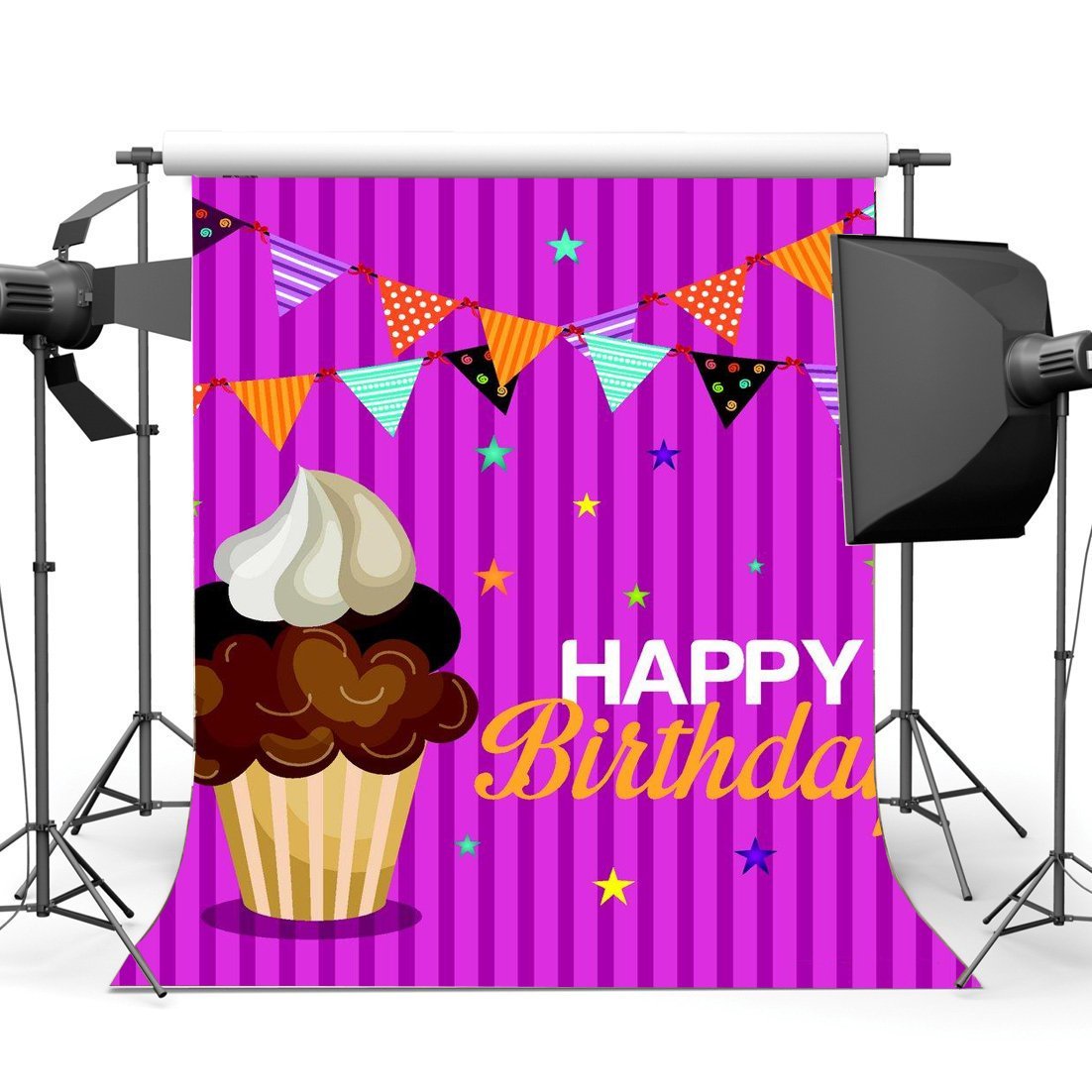 Hellodecor Polyster 5x7ft Happy Birthday Backdrop Cupcakes - Chinese New Year Photo Backdrop , HD Wallpaper & Backgrounds