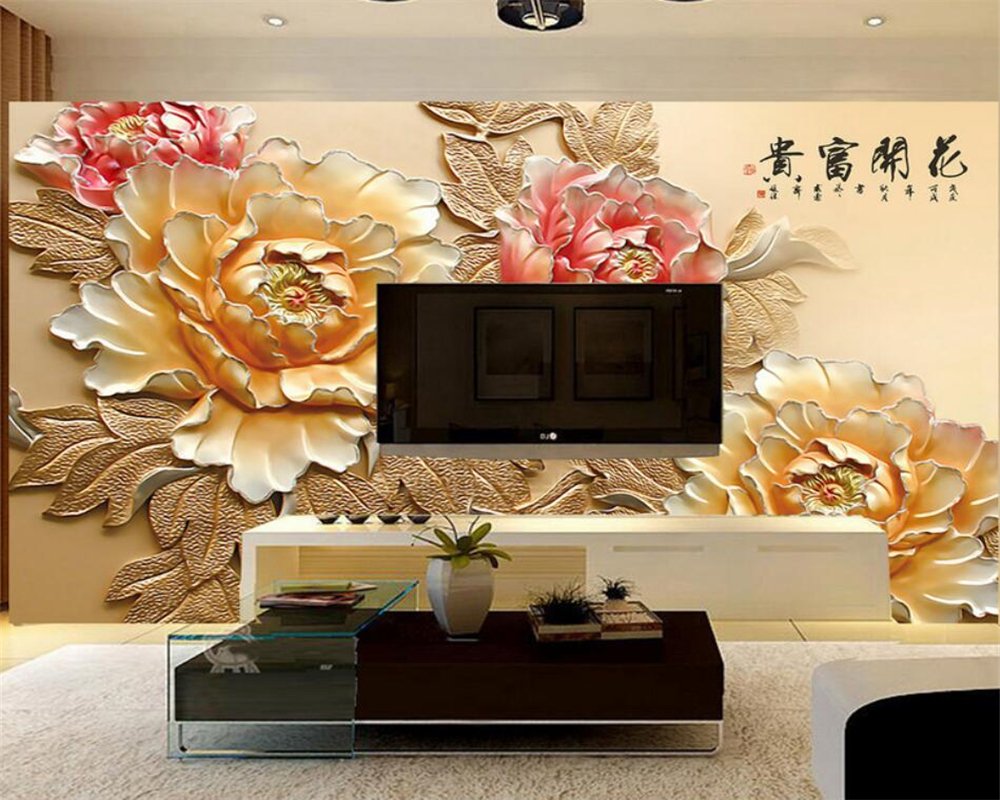 Lwcx Custom Photo 3d Wallpaper Relief Big Flower Wallpapers - 开花 富贵 , HD Wallpaper & Backgrounds