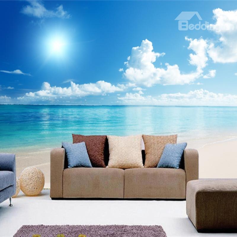 62 Blue Sky And Sea Scenery Pattern Pvc Waterproof - Beach Backgrounds , HD Wallpaper & Backgrounds