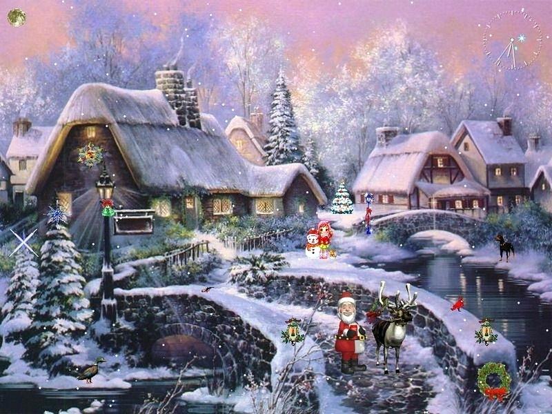 Christmas Desktop Wallpaper Animated Backgrounds Desktop - Christmas Scenery , HD Wallpaper & Backgrounds