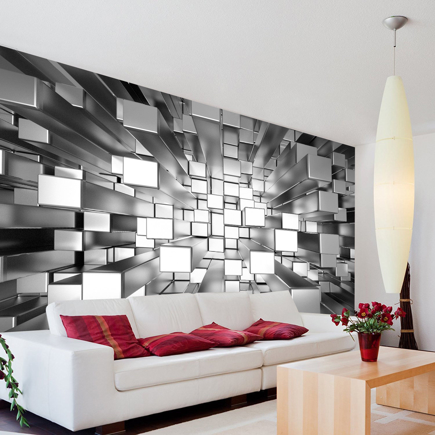 Details About 3d Colours Cubes Silver Wallpaper Photo - 3d Colour In Room , HD Wallpaper & Backgrounds