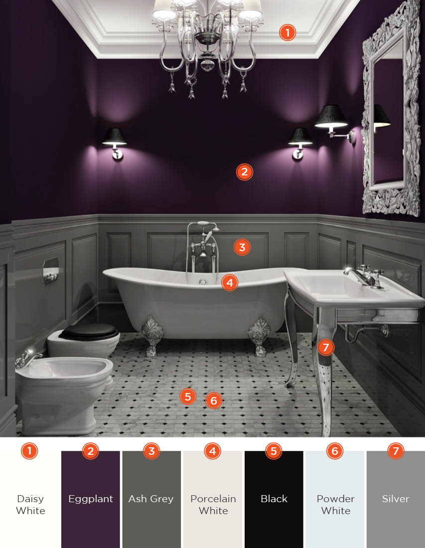 Start And End Your Days In Royal Fashion With An Eggplant-colored - Gray And Purple Bathroom , HD Wallpaper & Backgrounds