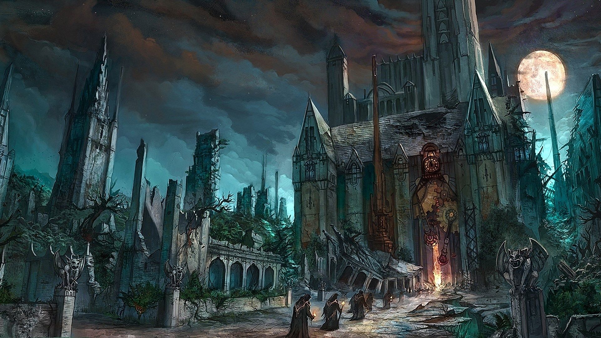 Full Hd Of Horror Widescreen Desktop Wallpaper Computer - Guild Hall Fantasy Art , HD Wallpaper & Backgrounds