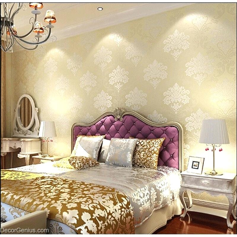 Living Room Flower Wallpaper Seasonal Light Gold Decoration - Flower Wallpaper For Bedroom Walls , HD Wallpaper & Backgrounds