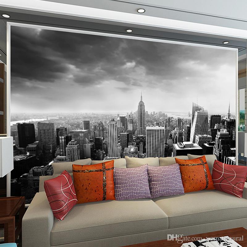 Black & White 3d Wall Mural Night Scenery New York - New York Wall Mural Black And White , HD Wallpaper & Backgrounds